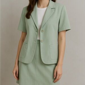 Vintage Y2K short sleeve blazer turquoise teal size medium Amazone